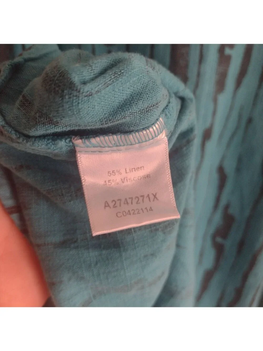 Kleen Linen Blend Blouse 2X NEW Marine Teal Blue Striped Relaxed Fit Top - Picture 9 of 10